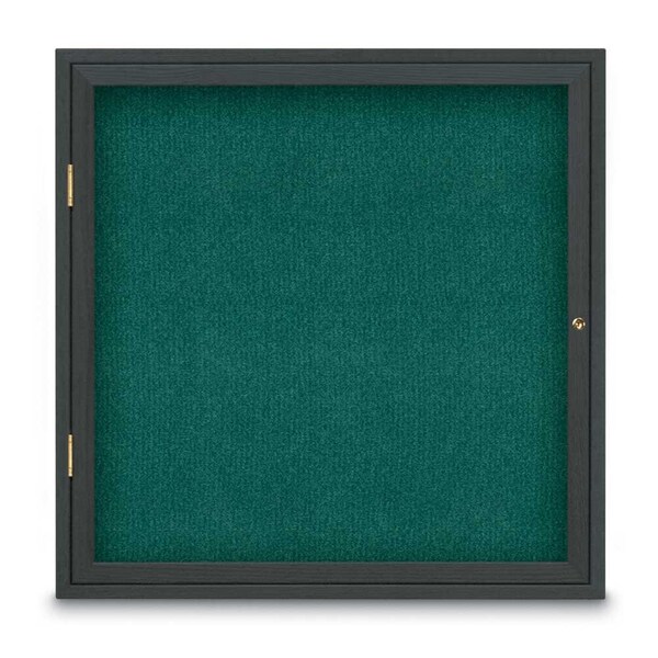 United Visual Products Sliding Door Indoor Enclosed Corkboard, 7 UV9028ACS-BLACK-SURF - main